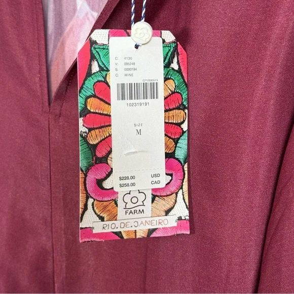 🍇 Farm Rio for Anthropologie Wine Fig Print Long Sleeve Dress | NWT | M - Picture 8 of 11